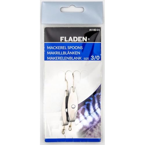 Fladen Makrelenblinker Rig 3/0, 2 Haken am Seitenarm, Makrelenangeln, Rig, Blinker, Dorschblinker, Makrelenspoon (Silver) von Fladen