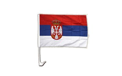 Autofahne Autoflagge Serbien mit Wappen - 30 x 40 cm von Flaggenfritze