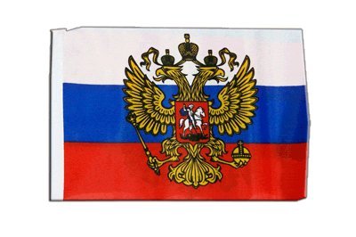 Fahne Flagge Russland mit Wappen 30 x45 cm von Flaggenfritze
