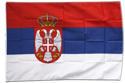 Fahne Flagge Serbien mit Wappen 30 x45 cm von Flaggenfritze