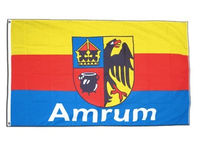 Flagge Deutschland Stadt Amrum mit Schrift - 90 x 150 cm von Digni