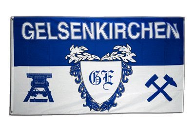 Flagge Fanflagge Gelsenkirchen 4 mit Wappen - 90 x 150 cm von Flaggenfritze