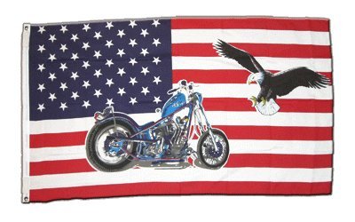 Flagge USA mit Motorrad - 90 x 150 cm von Flaggenfritze