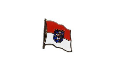 Flaggen-Pin/Anstecker Deutschland Hessen vergoldet von Flaggenfritze