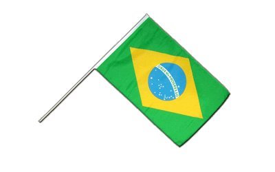Flaggenfritze® Große Stockflagge Schwenkflagge Brasilien 60 x 90 cm von Flaggenfritze