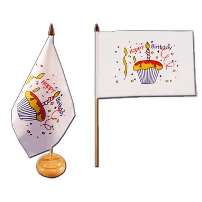 Flaggenfritze® Tischflagge Happy Birthday Torte 15 x 22 cm von Flaggenfritze