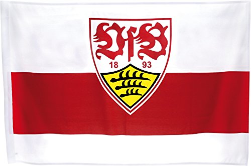 Flaggenfritze Flagge mit Hohlsaum VfB Stuttgart Wappen - 80 x 120 cm + gratis Aufkleber von Flaggenfritze