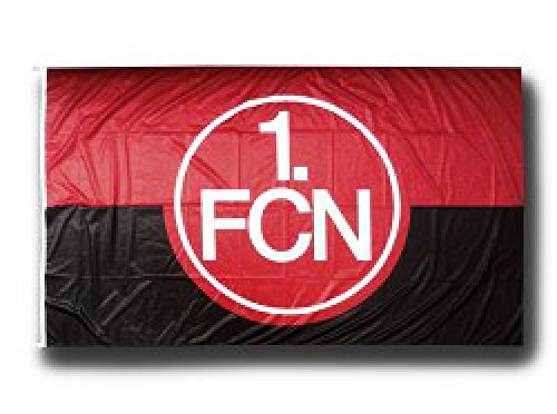 Flaggenfritze Hissflagge 1. FC Nürnberg Logo rot-schwarz - 150 x 250 cm + gratis Aufkleber von Flaggenfritze