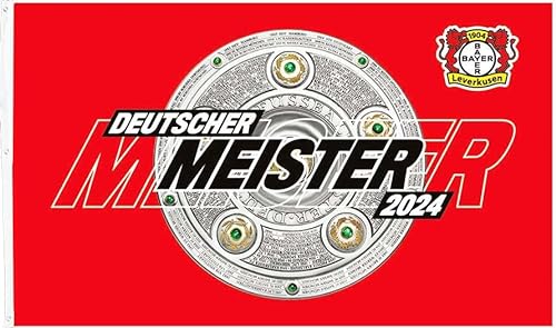 Flaggenfritze Meisterflagge Bayer 04 Leverkusen - 90 x 150 cm Deutscher Meister 2024 + gratis Aufkleber von Flaggenfritze