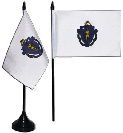 Flaggenfritze Tischflagge/Tischfahne Massachusetts + gratis Aufkleber von Flaggenfritze