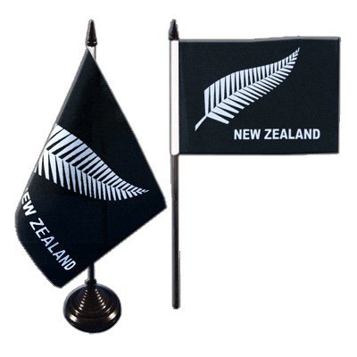 Flaggenfritze Tischflagge/Tischfahne Neuseeland Feder Black + gratis Aufkleber von Flaggenfritze