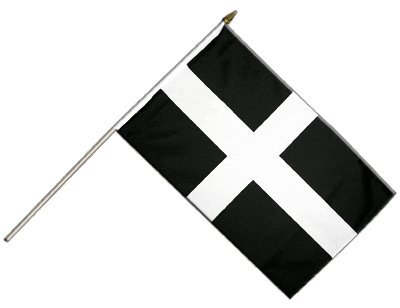 Stockflagge Großbritannien St. Piran Cornwall - 30 x 45 cm von Flaggenfritze