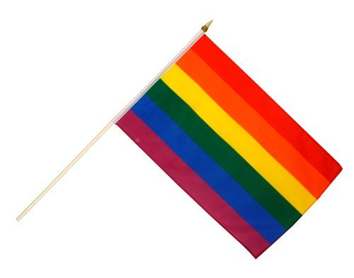 Flaggenfritze Stockflagge Regenbogen - 30 x 45 cm von Flaggenfritze