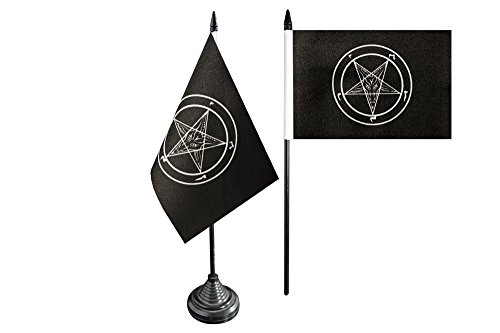 Flaggenfritze Tischflagge/Tischfahne Baphomet Church of Satan + gratis Aufkleber von Flaggenfritze