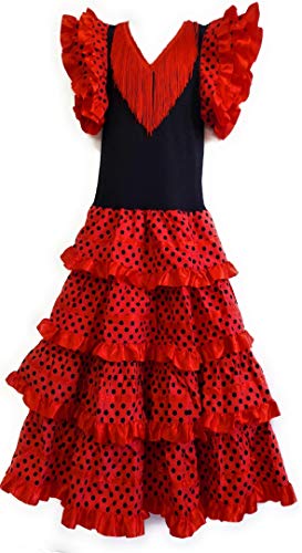 Flamifeel Flamenco Kleid für Erwachsene, Rot/Schwarz - M von Flamifeel