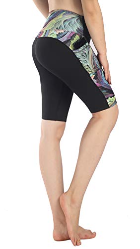 Flatik Damen Sports Shorts Yoga Running Fitness Stretch Tights Leggings Kurze Hosen Atmungsaktive Doppeltasche(Mischfarbe 0303 L) von Flatik