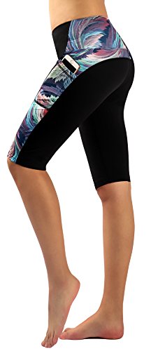 Flatik Damen Sports Shorts Yoga Running Fitness Stretch Tights Leggings Kurze Hosen Atmungsaktive Doppeltasche(Mischfarbe 0305 XL) von Flatik