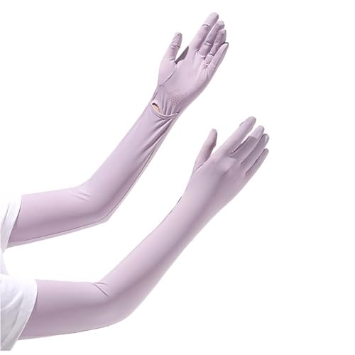 Fldy UV-Sonnenschutzhandschuhe für Damen Vollfinger Ellenbogen Handschuhe Touchscreen rutschfest UPF 50+ für Outdoor Sport Radfahren Laufen Angel Lavendel_A Einheitsgröße von Fldy