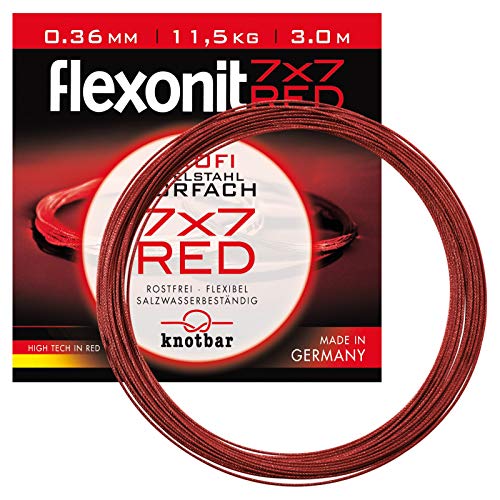 Flexonit 7 x 7 RED - Edelstahlvorfach 0,27 mm - Tragkraft 6,8 kg - Inhalt 3 m von Flexonit