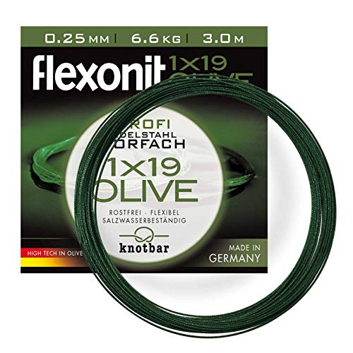 flexonit Stahlvorfach Raubfischvorfach - Olive 1x19 Meterware 0,25 mm Länge 3m von Flexonit