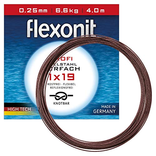 Flexonit Stahlvorfach Angeln Meterware - 1x19 0,15mm 2,5kg 4m von Flexonit