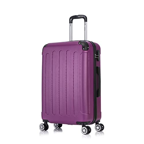 Flexot® Flex-2045 Koffer (16 Farben zur Auswahl) Zwillingsrollen Reisekoffer Trolley Hartschale (L, Aubergine) von Flexot