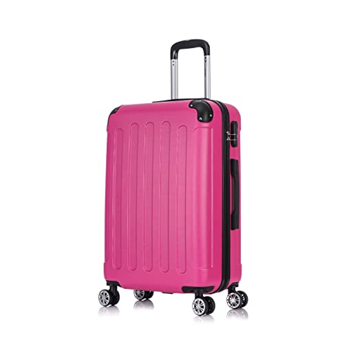 Flexot® Flex-2045 Koffer (16 Farben zur Auswahl) Zwillingsrollen Reisekoffer Trolley Hartschale (L, Rose) von Flexot
