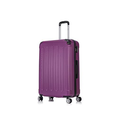 Flexot® Flex-2045 Koffer (16 Farben zur Auswahl) Zwillingsrollen Reisekoffer Trolley Hartschale (XL, Aubergine) von Flexot