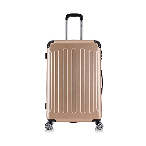 Flexot® Flex-2045 Koffer (16 Farben zur Auswahl) Zwillingsrollen Reisekoffer Trolley Hartschale (XL, Gold) von Flexot
