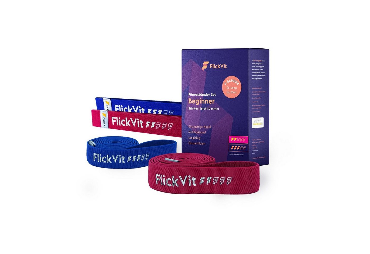 FlickVit Trainingsbänder Fitnessbänder Set, Textil-Fitnessband waschbar, für Ganzkörpertraining geeignet von FlickVit