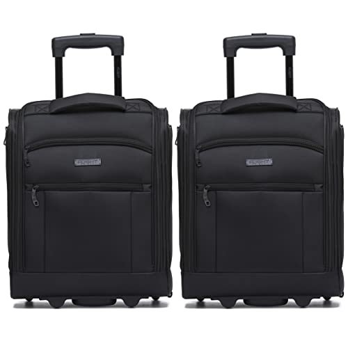 Flight Knight 2er-Set 45x36x20cm easyJet Underseat Carry On Non Priority Approved Handgepack Koffer - 2 Rader - Ultra Lightweight Durable Soft Case Textile Cabin Suitcase von Flight Knight