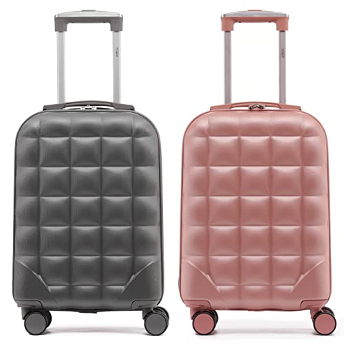 Flight Knight 2er-Set Bubble Suitcase - Leichtes und sehr Robustes Handgepack - Ryanair easyJet Jet2 Approved - 8 Wheel Carry Cabin Hardcase 55x35x20cm von Flight Knight