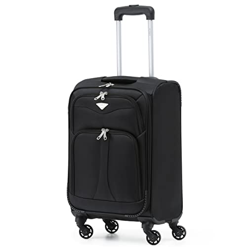 Flight Knight Lightweight 4 Wheel 800D Soft Case Suitcase Robust Anti Crack Cabin Carry On Hand Luggage Approved for Over 100 Airlines Including easyJet, BA & Many More! von Flight Knight
