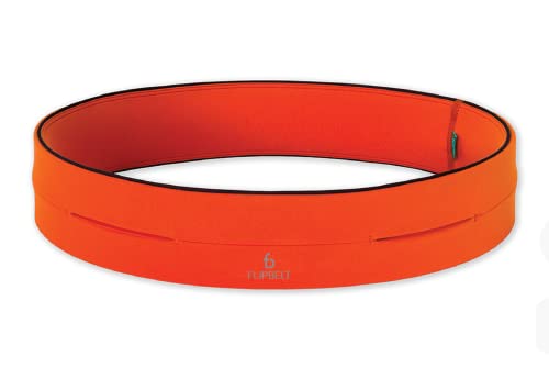 FlipBelt Classic - Laufgürtel für Handy & kleines Zubehör - Sport-Bauchtasche für Damen und Herren - XL - Neon Orange von FlipBelt
