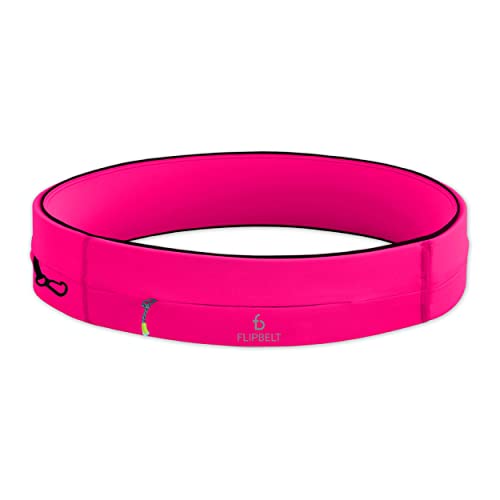 FlipBelt Zipper - Laufgürtel für Handy & kleines Zubehör - Sport-Bauchtasche für Damen und Herren - XL - Rosa (Hot Pink) von FlipBelt