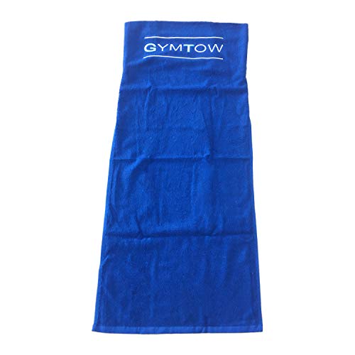 Flobajo GymTow Sporthandtuch, Fitness-Handtuch mit Doppeltasche und umgenähtem Kopfteil, mit Reißverschluss, 100% Baumwolle, 100x40 cm Länge, Antirutschfunktion, ideal für das Fitnessstudio (blau) von Flobajo