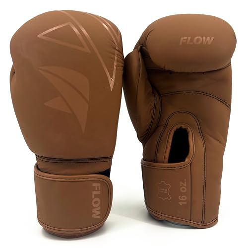 Flow Progress Boxhandschuhe - mehrschichtiger Schaumstoff - Rindsleder (Matt Braun, 14 oz) von Flow Fightgear