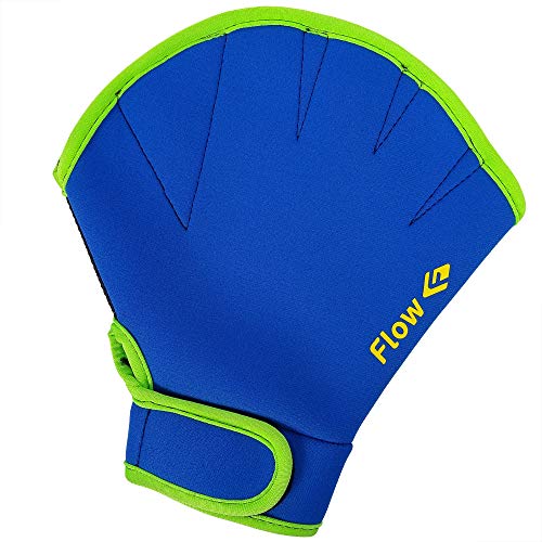 Flow Schwimmwiderstands-Handschuhe – Gewebte Handschuhe für Wasser-Aerobic, Wasser-Fitness und Schwimmtraining (blau/grün, Größe M) von Flow Swim Gear