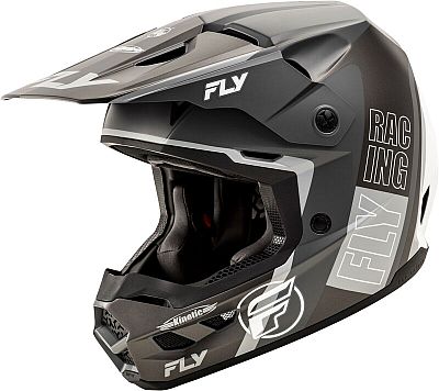 Fly Racing Kinetic Rally, Motocrosshelm - Matt Schwarz/Grau/Weiß - M von Fly Racing