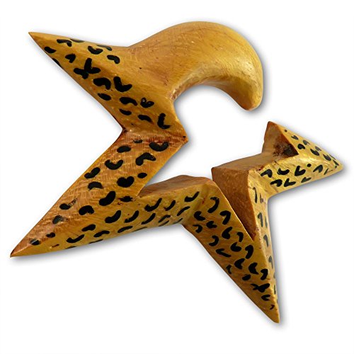 Fly Style Piercing Ohr Expander aus Holz - Stern Dehnschnecke Dehnspirale Dehnungsschnecke Dehnsichel, Grösse:4 mm (Paar) von Fly Style