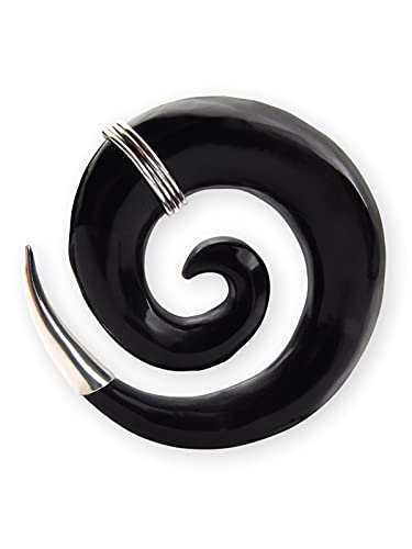 Fly Style Piercing Ohr Expander aus Horn und 925 Silber - Dehnschnecke Dehnspirale Dehnungsschnecke Dehnsichel, Grösse:10 mm von Fly Style
