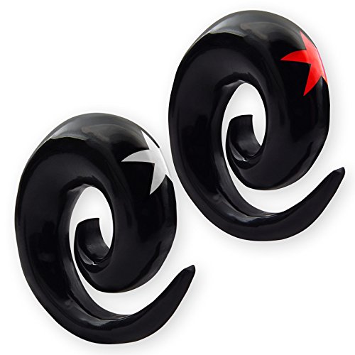 Fly Style Piercing Ohr Expander aus Horn und Knochen - Dehnschnecke Dehnspirale Dehnungsschnecke Dehnsichel, Grösse:8 mm (Paar), Farbwahl:rot von Fly Style