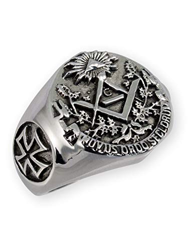 Fly Style Siegel-Ring für Herren aus Edelstahl - Freimaurer/Templer, Ring Grösse:18.1 mm von Fly Style