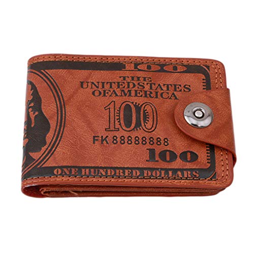 Flybloom Dollar Pattern Short Wallet Kartenetui Inhaber Münztüte mit Schnalle für Männer, Braun von Flybloom