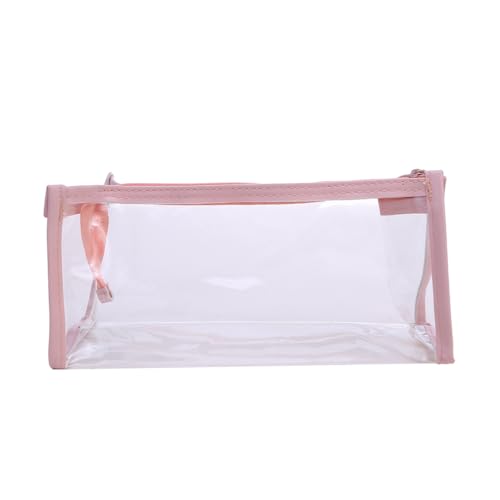 Flybloom Durchsichtiges Netz-Federmäppchen, Einfache Tragbare Kosmetiktasche Mit Reißverschluss, Schreibwaren-Organizer, Make-Up-Tasche(Rosa) von Flybloom