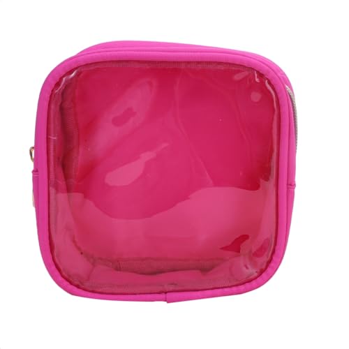 Flybloom Mini Durchsichtige Make-Up-Organizer-Tasche Für Damen, Reise-Kulturbeutel, Kleine Süße Kosmetiktasche Mit Reißverschluss(Magenta) von Flybloom