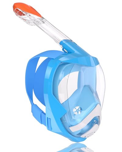 Flyboo Tauchmaske Schnorchelmaske Vollmaske,180-Grad-Sicht Tauchmasken mit Panorama-Vollgesichtsdesign,Sportkameras Kompatible Taucherbrille für Erwachsene und Kinder von Flyboo