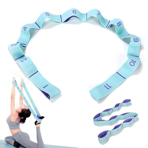 Yoga Stretch Gurt, Widerstandsbänder Stretching Band mit 11 Schleifen, Verstellbares Übungsband Fitnessbander für Fitness, Pilates, Tanztraining, Gymnastik von Flyicloud