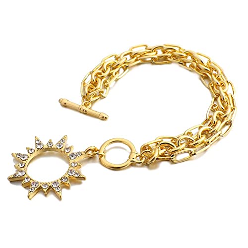 Bracelets Bracelet Jewellery Armband Women's Men's Modische Goldfarben-Charme-Armbänder Für Frauen-Mann-Metallgeometrische Kollokation-Dicke Kettenarmbänder Heiße Verkaufende Schmucksac von Focisa