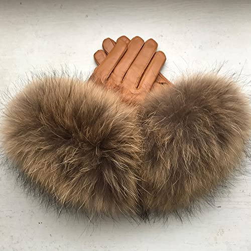 Focisa Gloves Mittens Handschuhe Winter Warm Herren Damen Handschuhe, Damenhandschuhe, Wärme, Modestil, Natürlicher Puff Velvetlining-L Raccoonfur von Focisa
